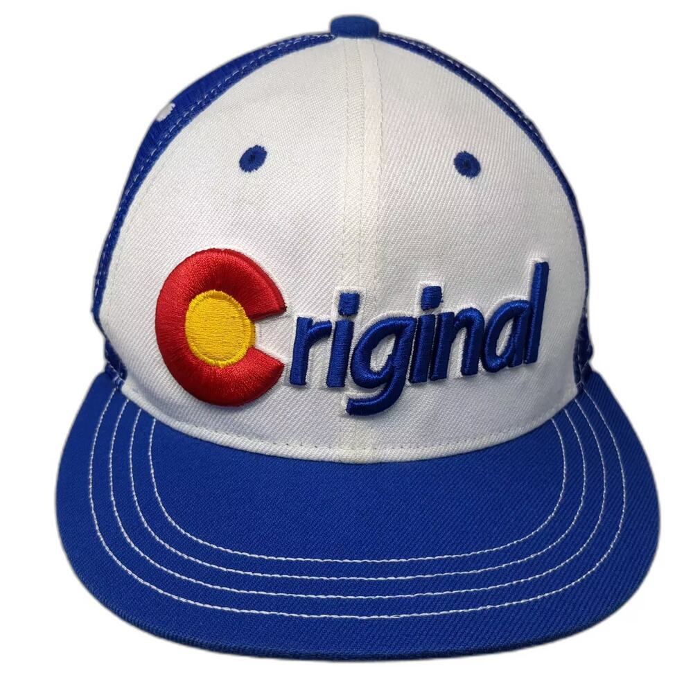 Aksels Colorado Original Trucker Hat Blue White Mesh Snapback OS Hat Adjustable